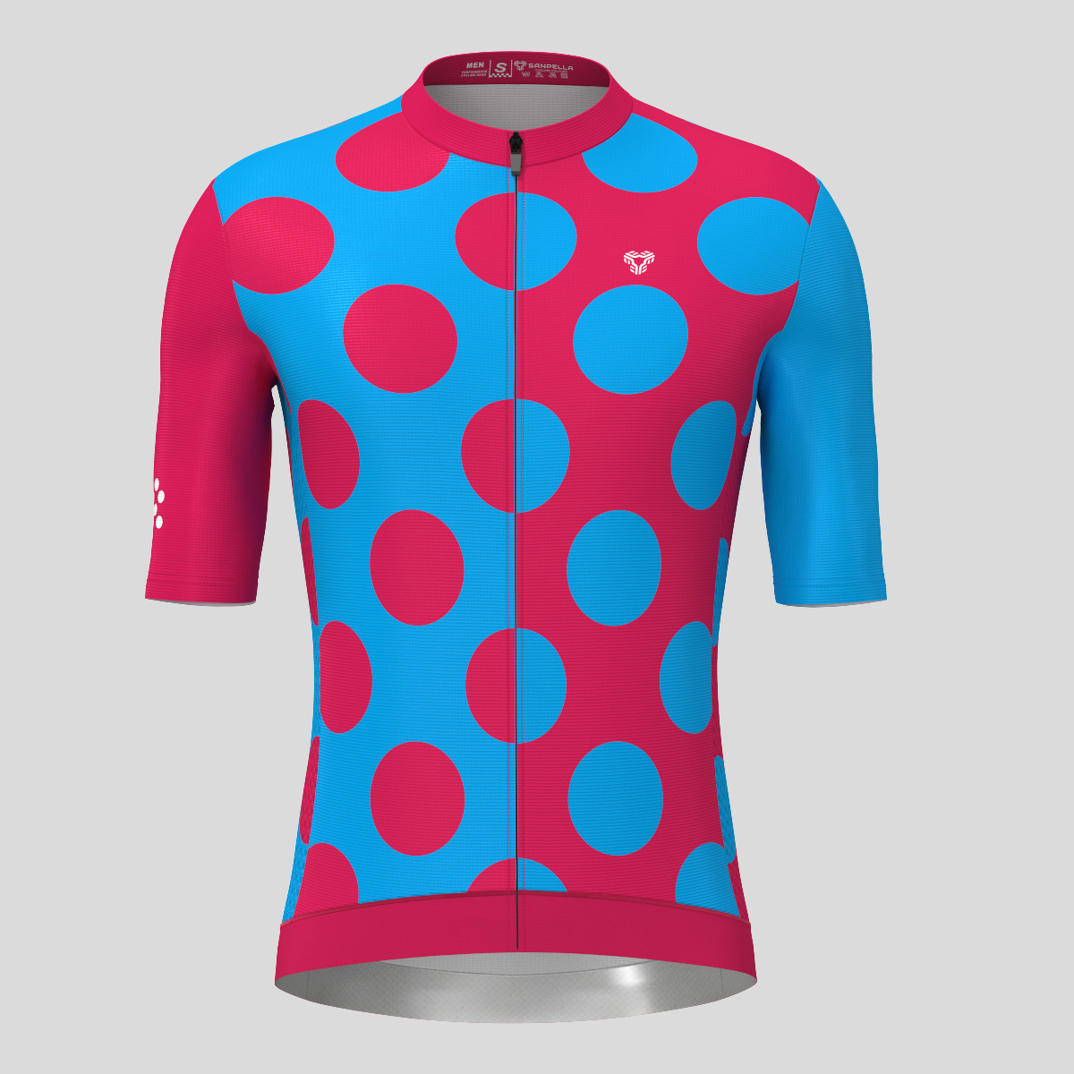 Calssic Split Dots Men's Cycling Jersey - Ruby/Blue