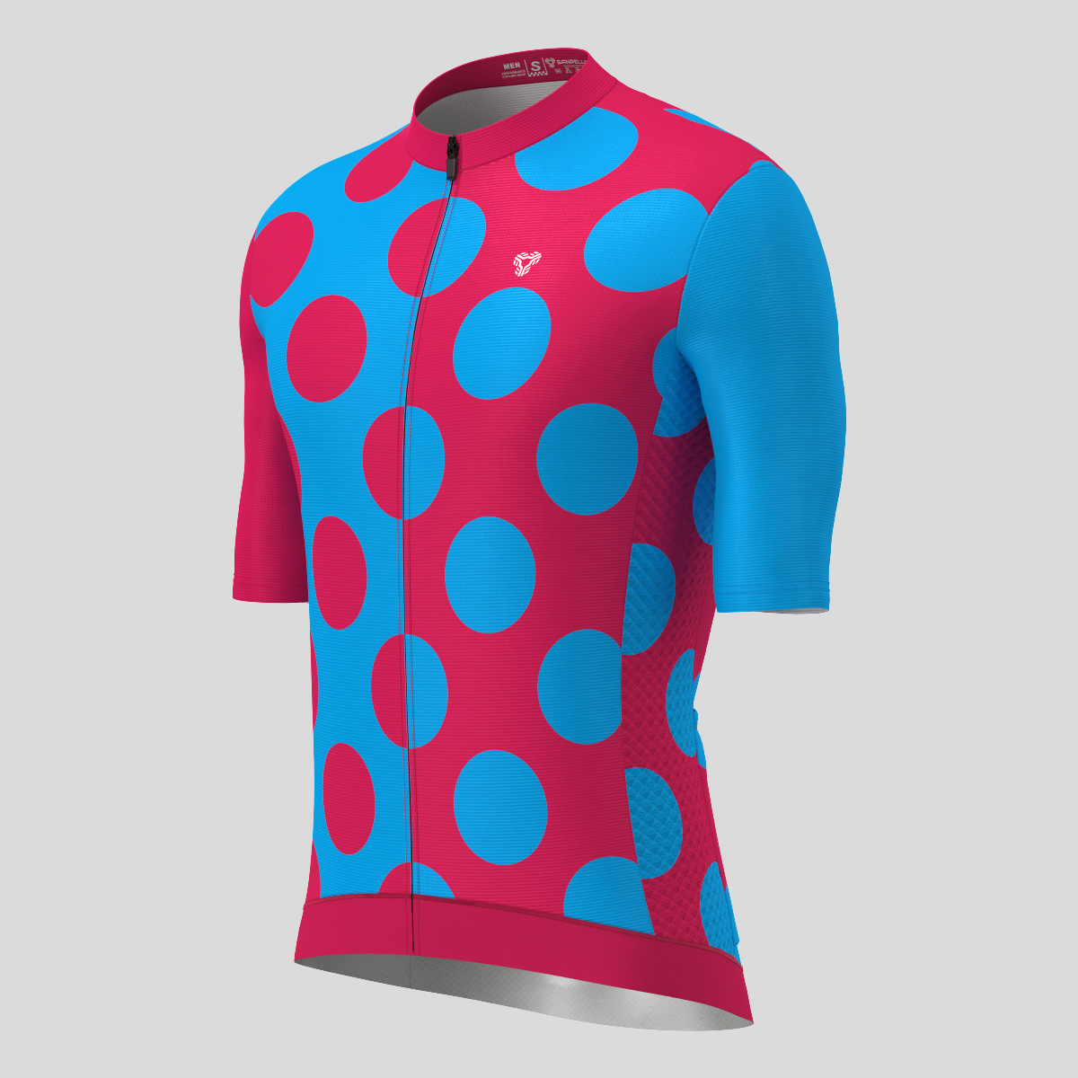 Calssic Split Dots Men's Cycling Jersey - Ruby/Blue