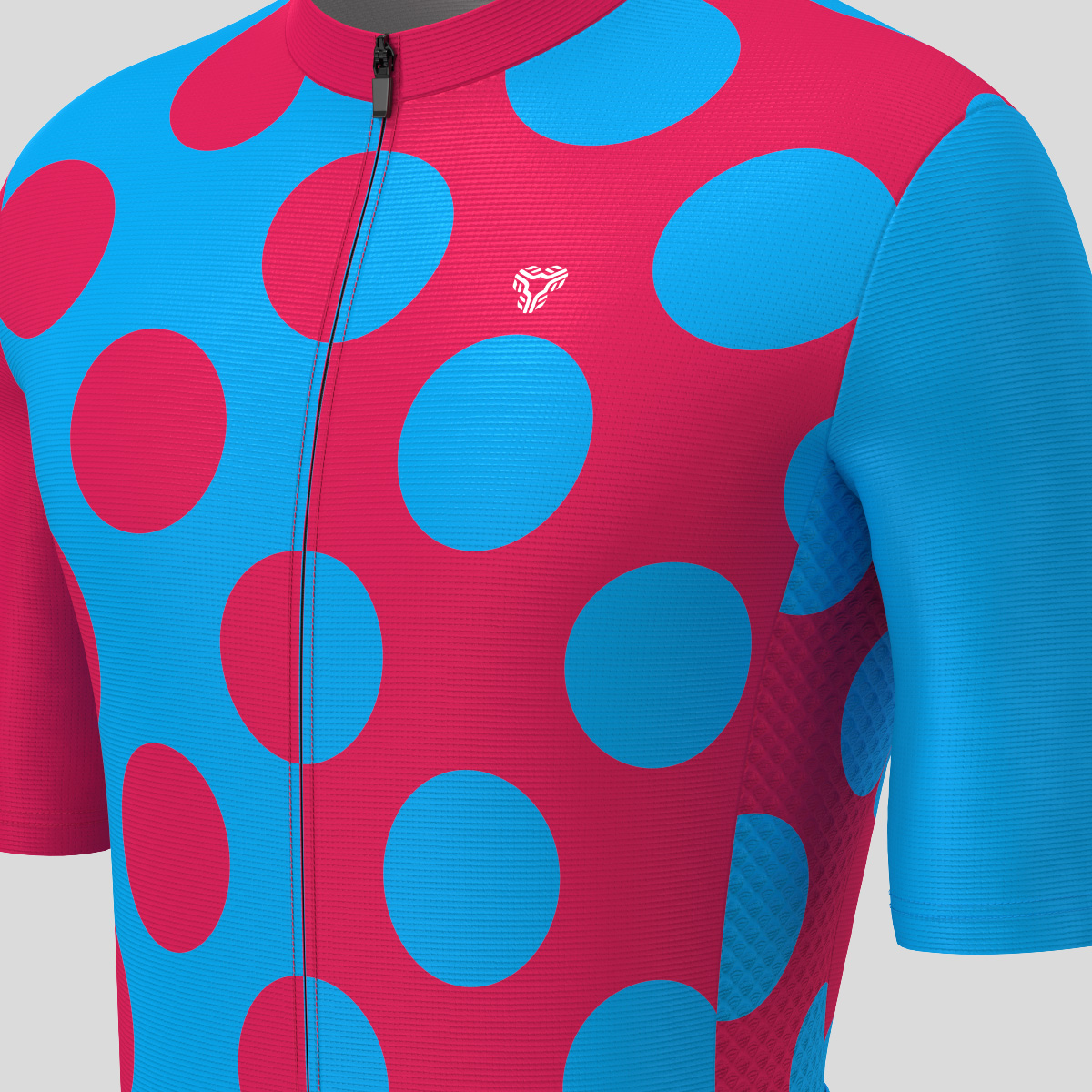 Calssic Split Dots Men's Cycling Jersey - Ruby/Blue