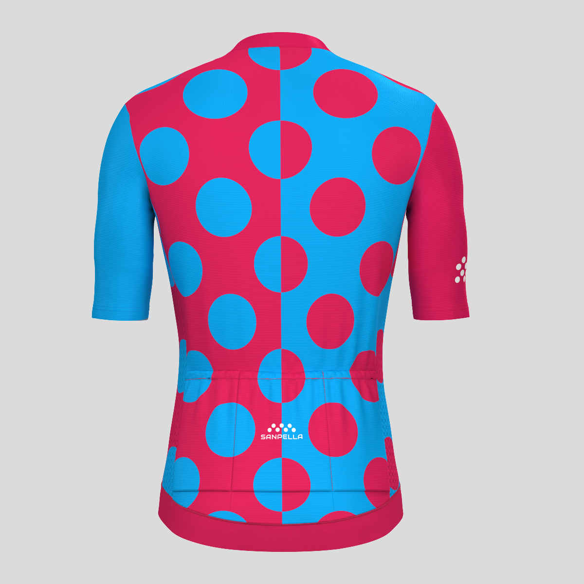 Calssic Split Dots Men's Cycling Jersey - Ruby/Blue