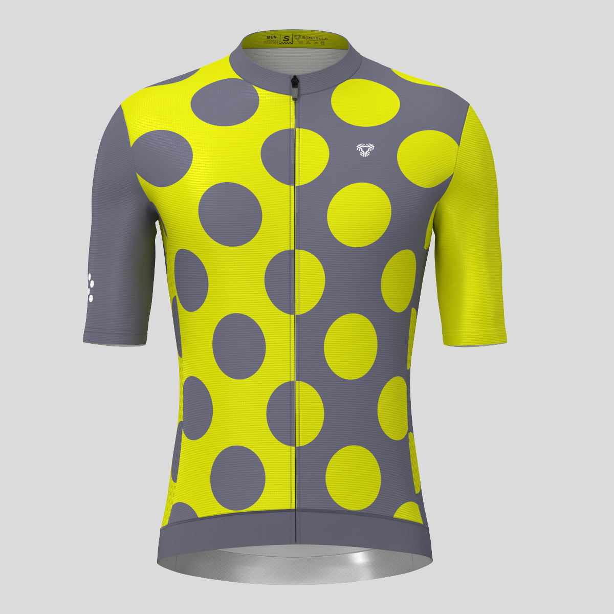 Calssic Split Dots Men's Cycling Jersey - Yellow/Gray