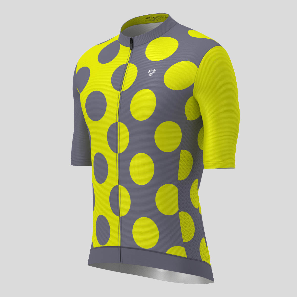 Calssic Split Dots Men's Cycling Jersey - Yellow/Gray