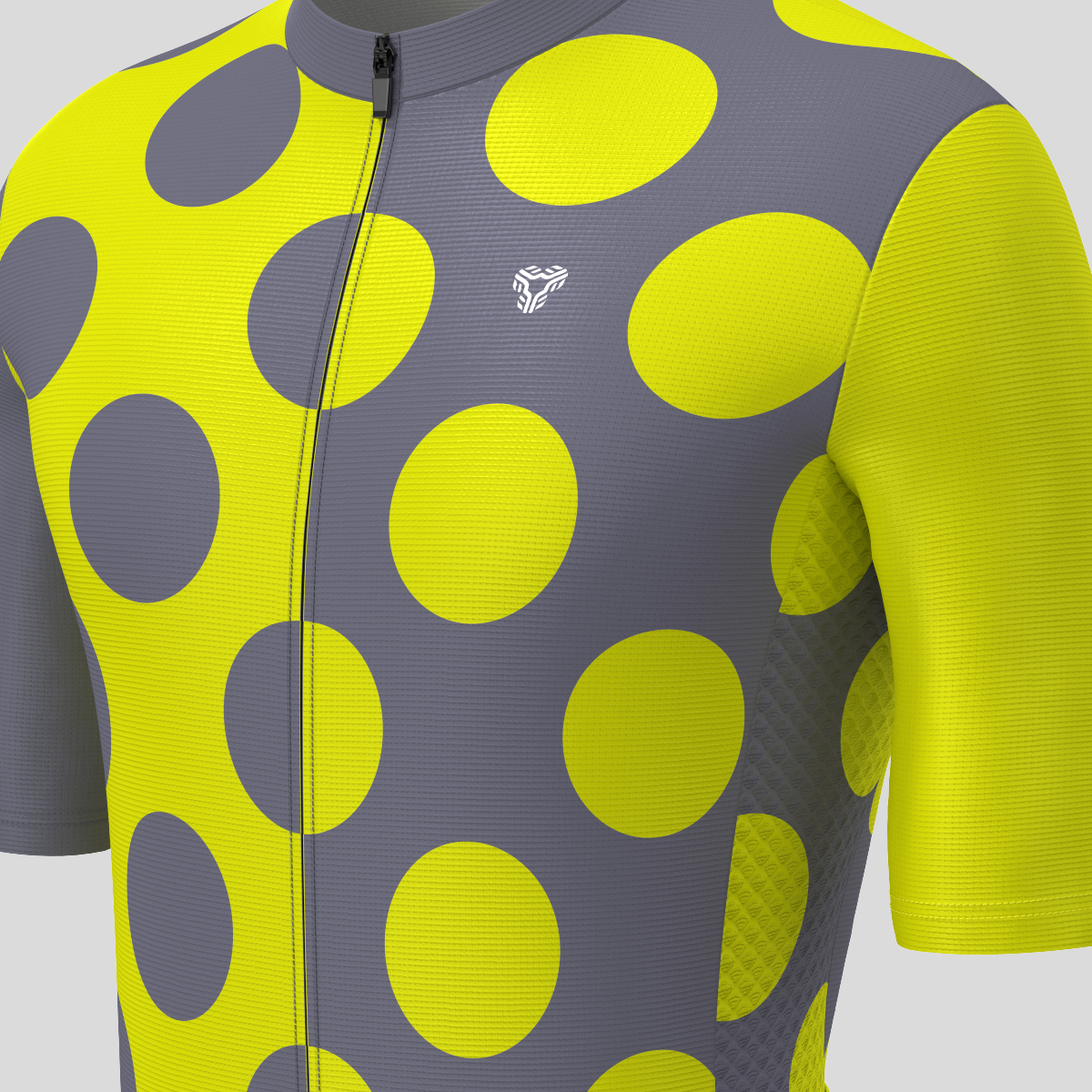 Calssic Split Dots Men's Cycling Jersey - Yellow/Gray