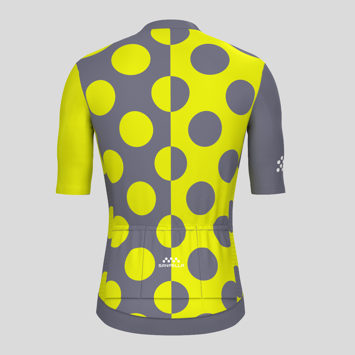 Calssic Split Dots Men's Cycling Jersey - Yellow/Gray