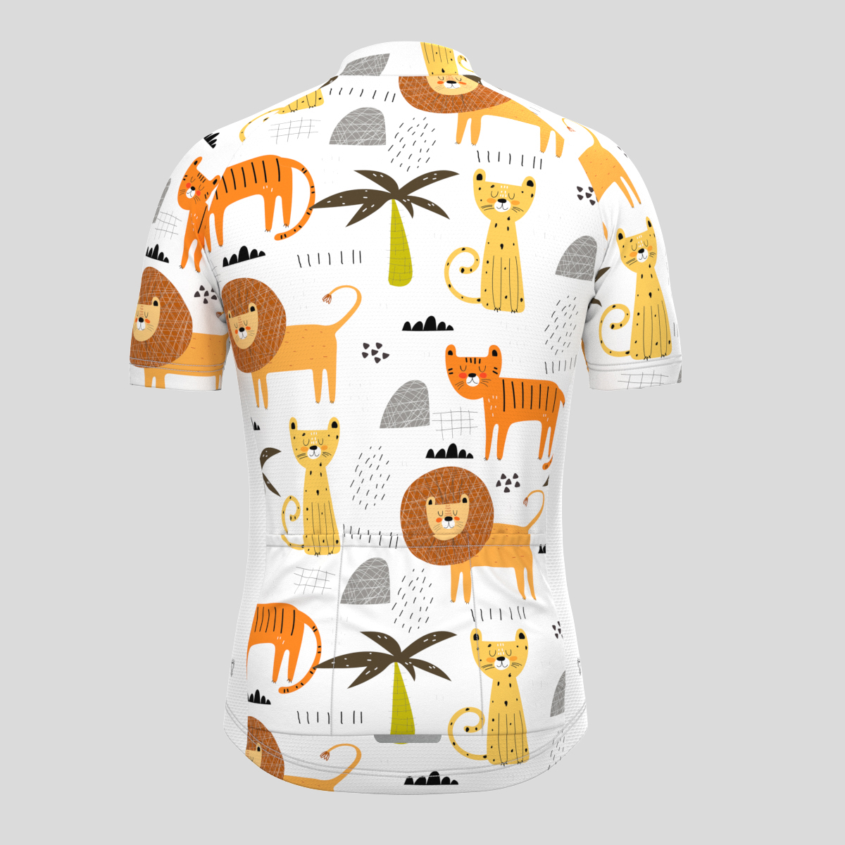 Cartoon Lions Tigers Leopards Men's Cycling Jersey