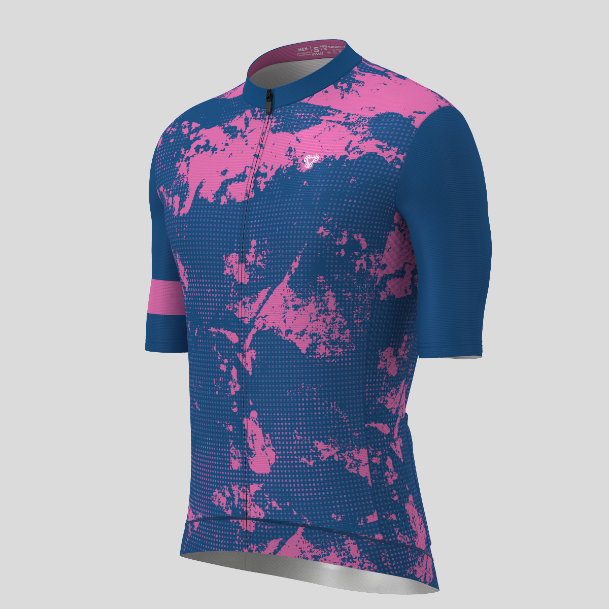 Grunge Splash Men's Cycling Jersey - Magenta/Navy