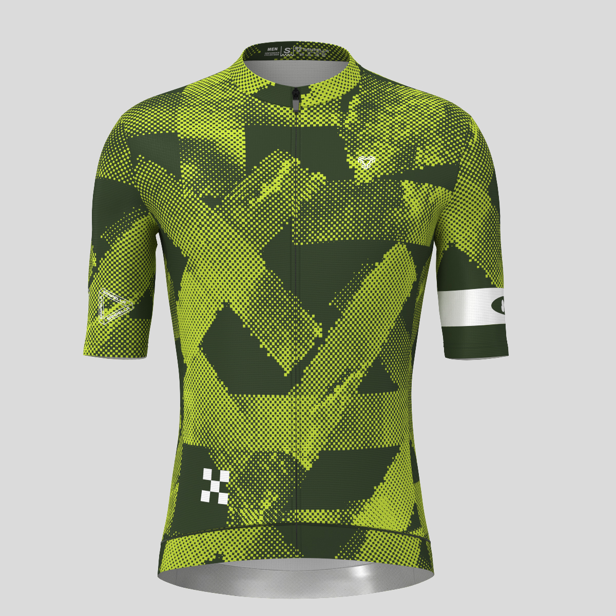 Halftone Brush Men's Cycling Jersey - Dark Green/Lime