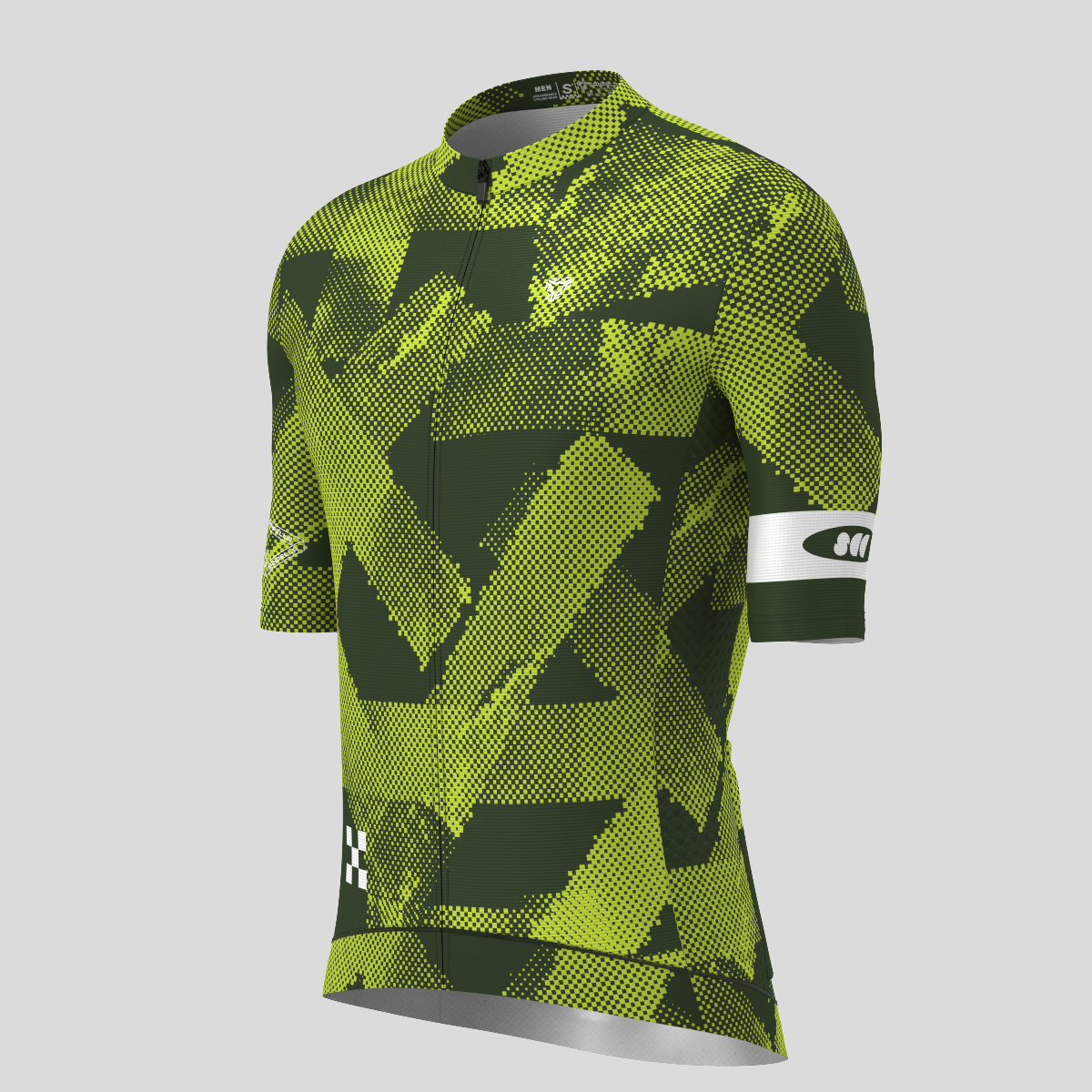 Halftone Brush Men's Cycling Jersey - Dark Green/Lime