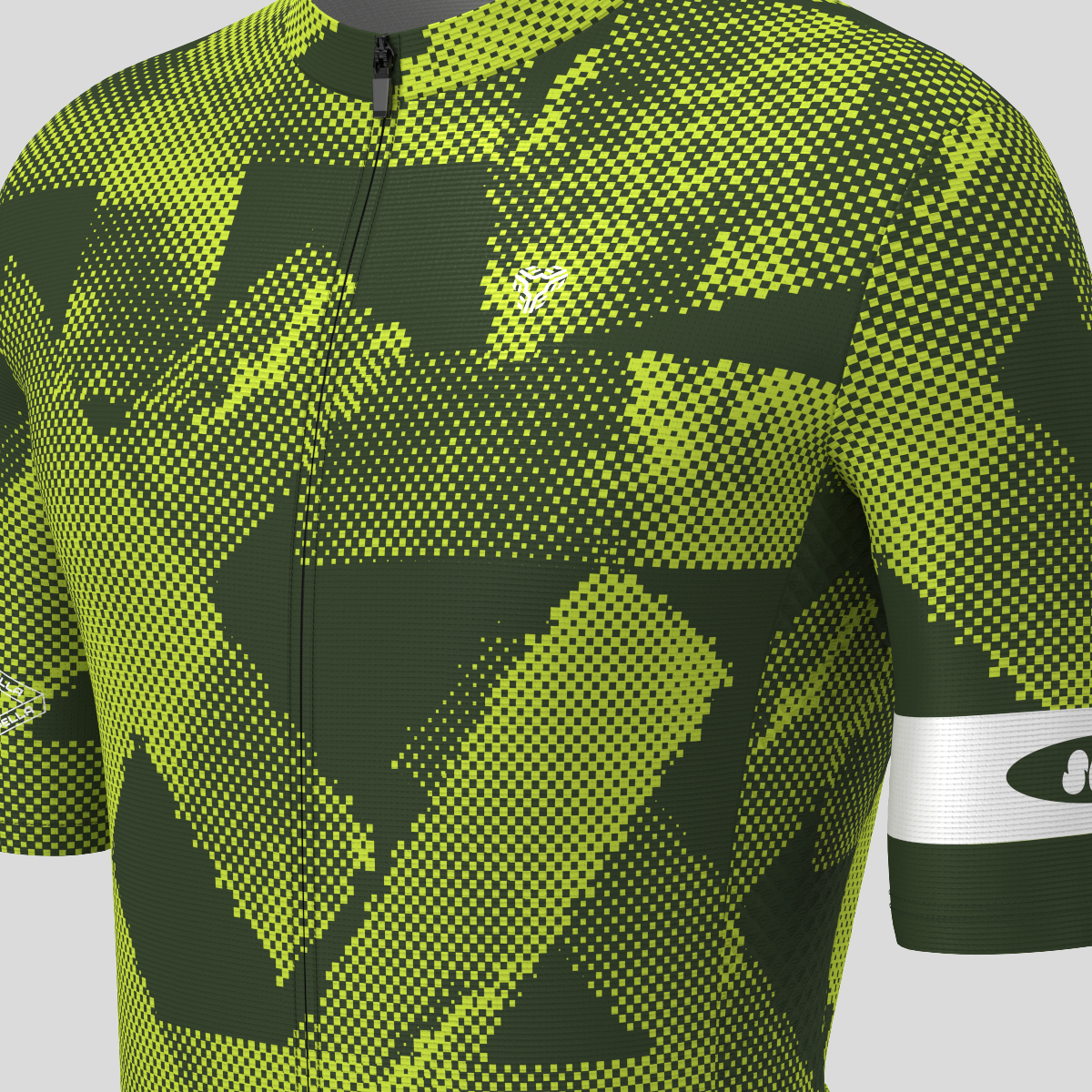 Halftone Brush Men's Cycling Jersey - Dark Green/Lime