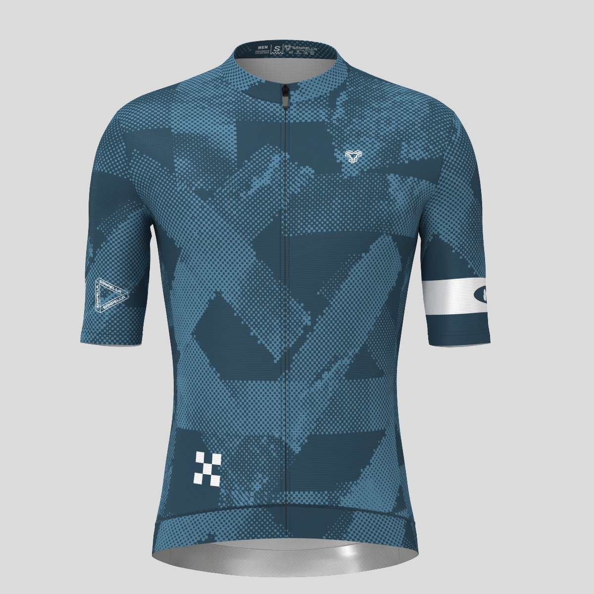 Halftone Brush Men's Cycling Jersey - Gray Blue