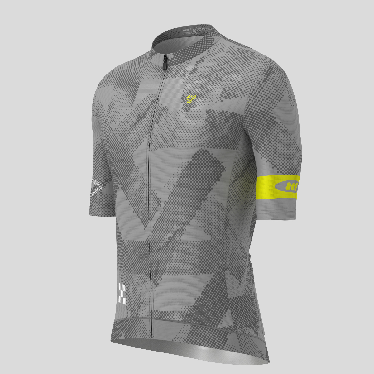 Halftone Brush Men's Cycling Jersey - Gray/Lime