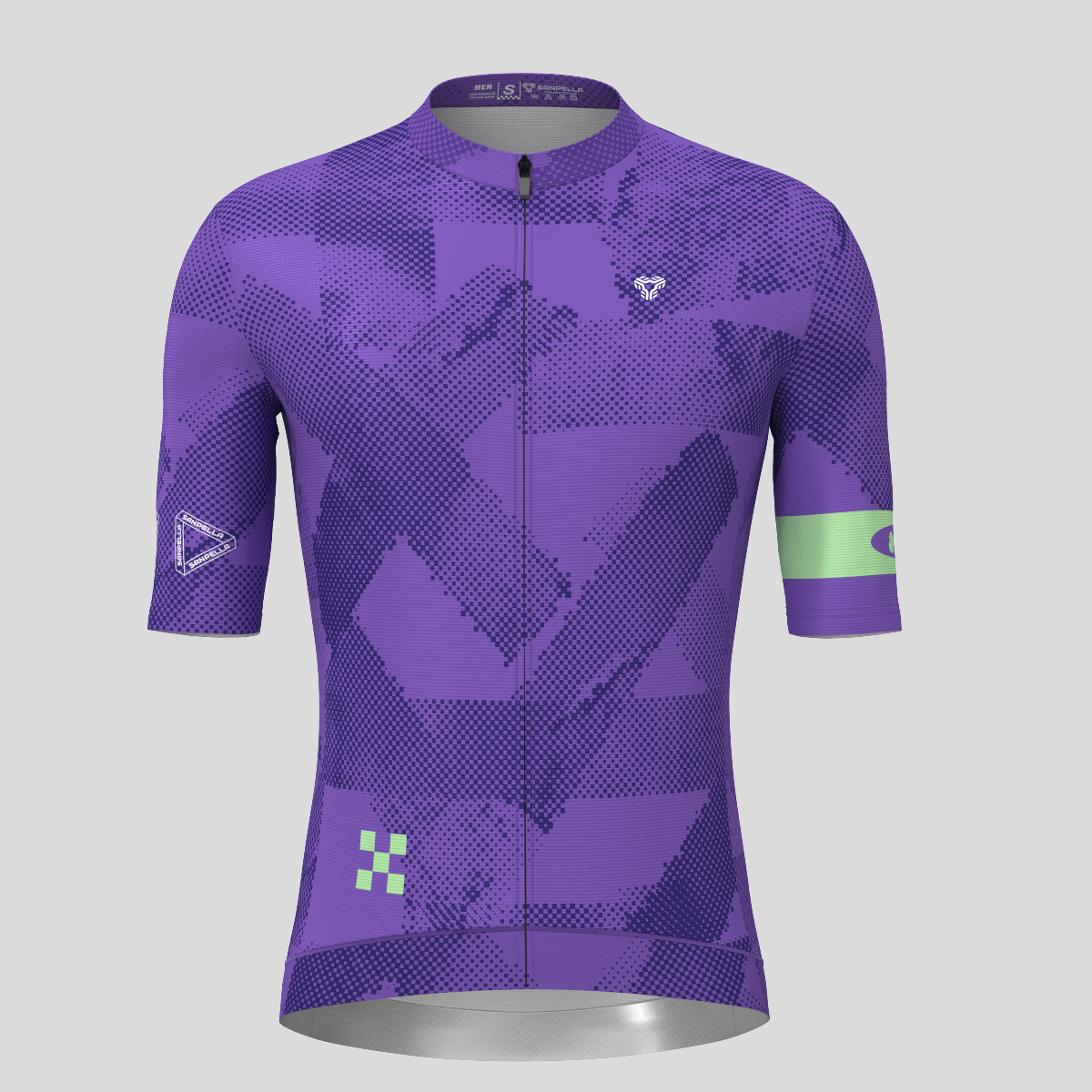 Halftone Brush Men's Cycling Jersey - Light Purple/Green 