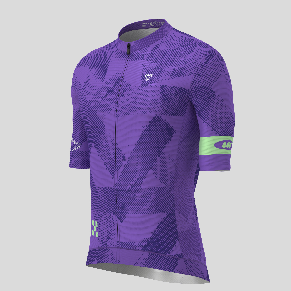 Halftone Brush Men's Cycling Jersey - Light Purple/Green 