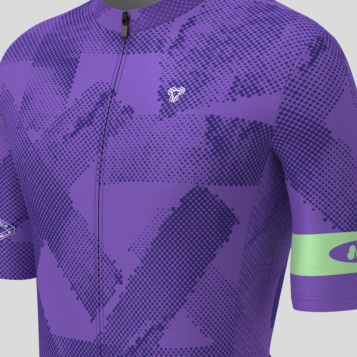 Halftone Brush Men's Cycling Jersey - Light Purple/Green 