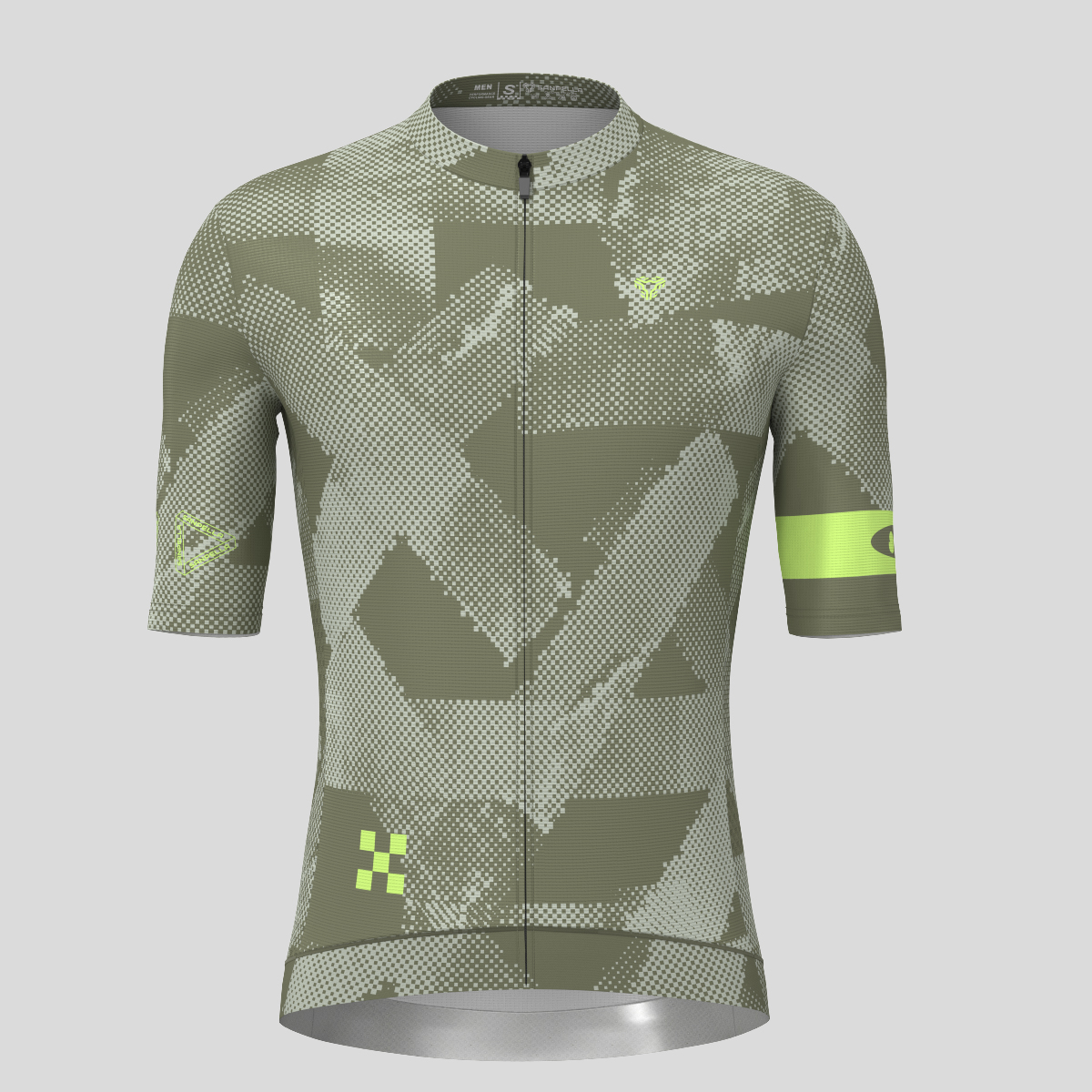 Halftone Brush Men's Cycling Jersey - Olive/Lime