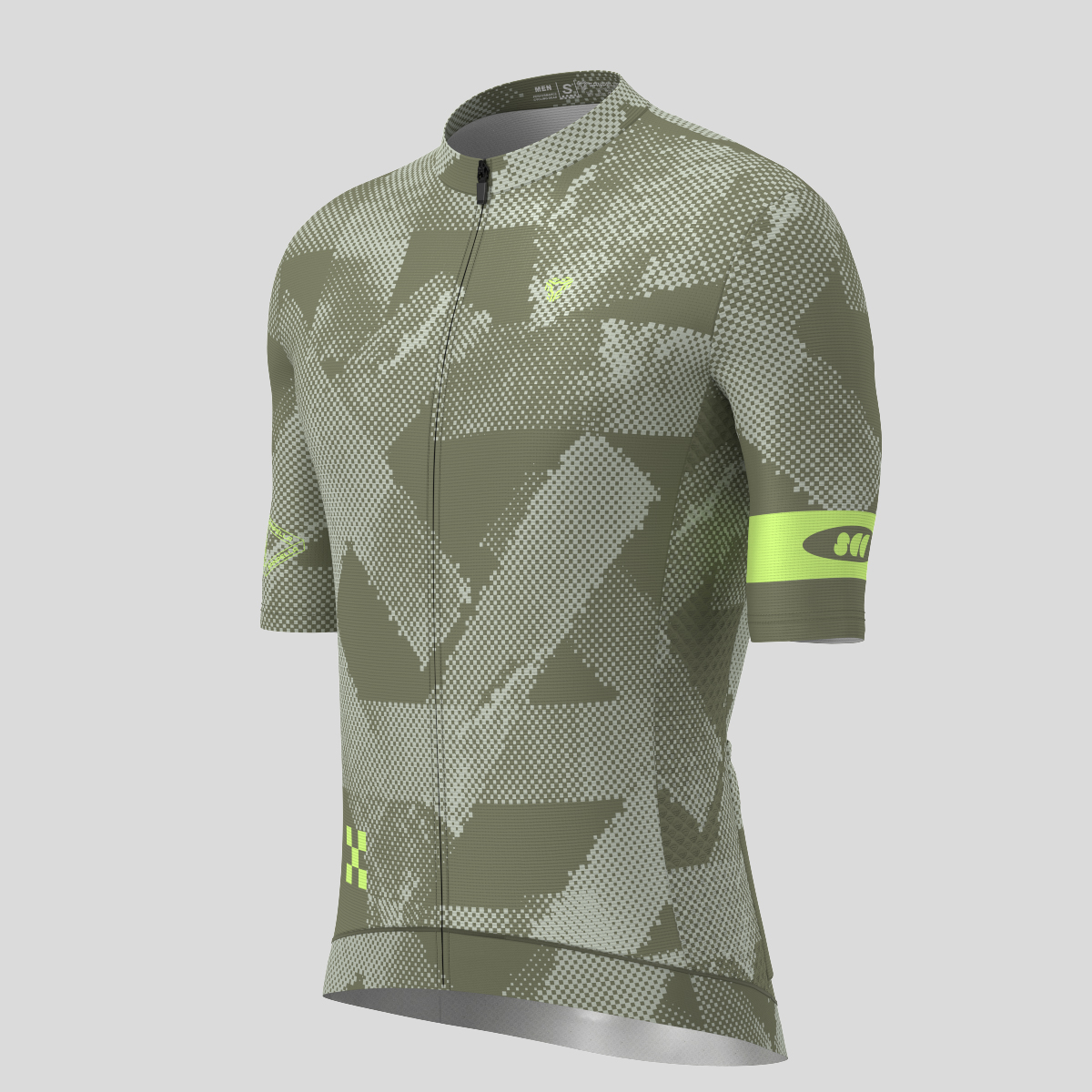 Halftone Brush Men's Cycling Jersey - Olive/Lime