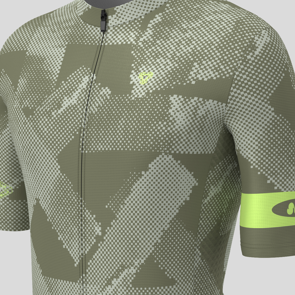 Halftone Brush Men's Cycling Jersey - Olive/Lime