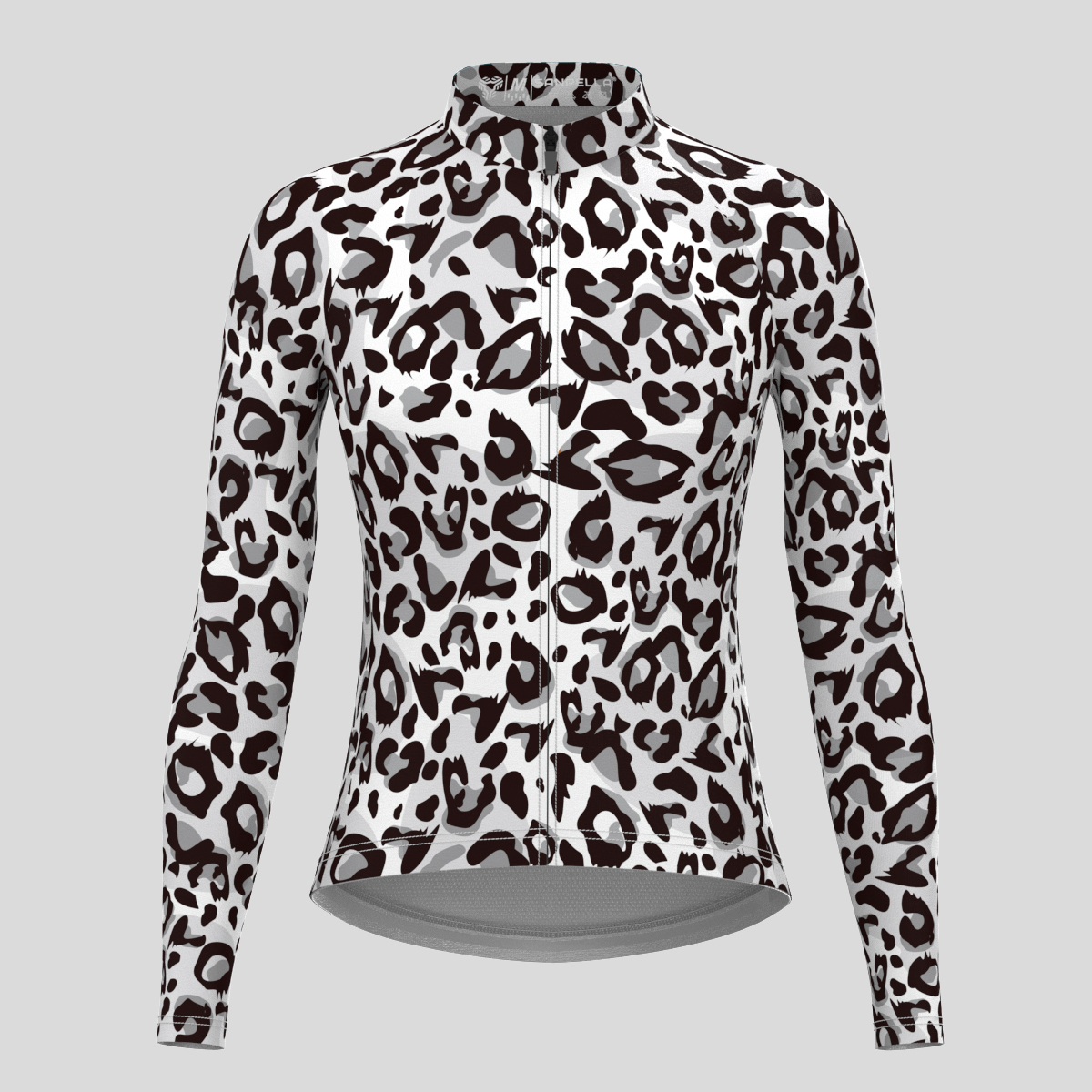 Leopard Print Women's LS Cycling Jersey - Black/White