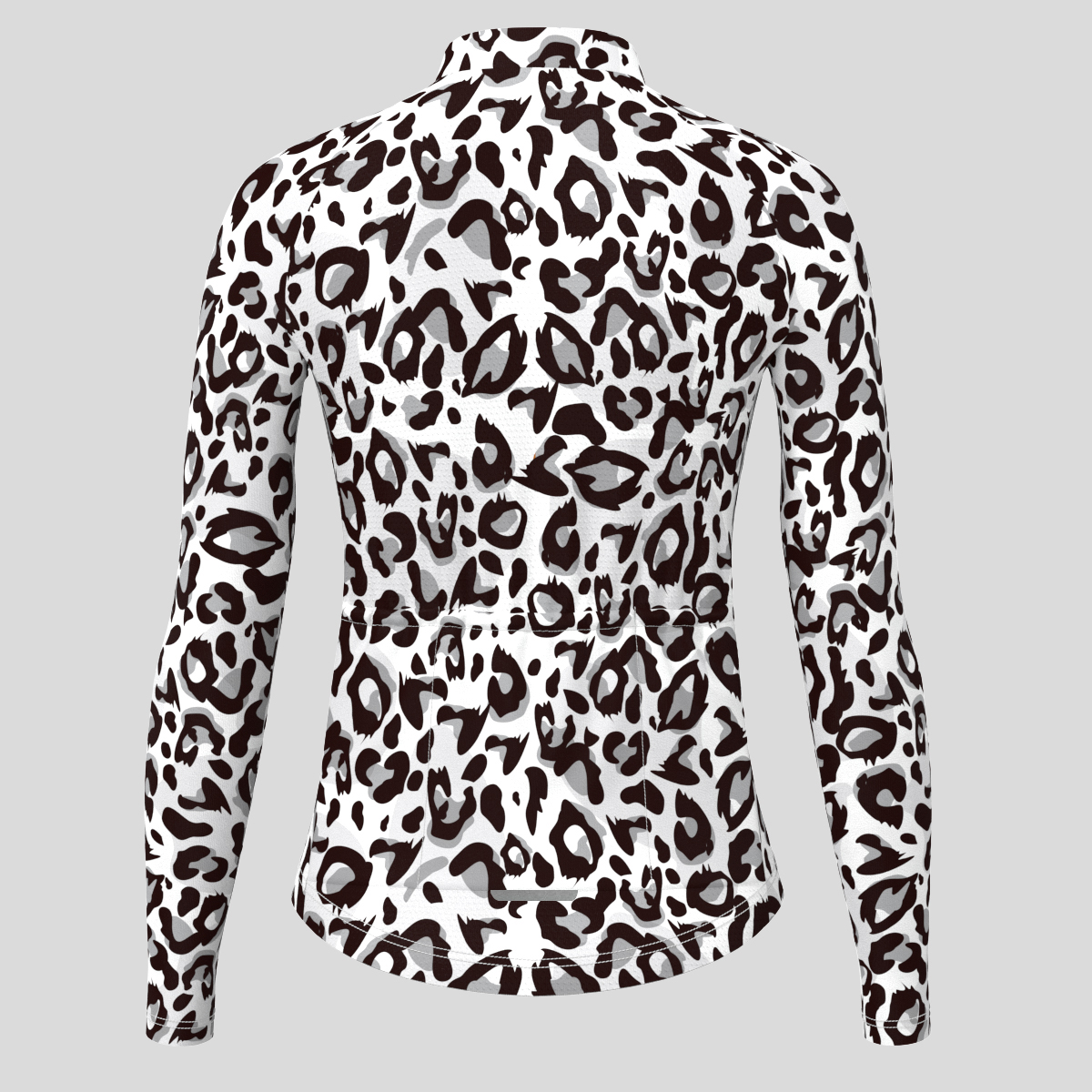 Leopard Print Women's LS Cycling Jersey - Black/White