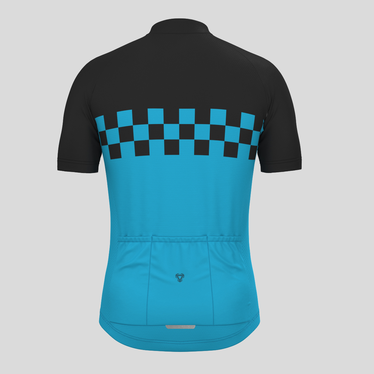 Men's Checkered Flag Cycling Jersey - Blue