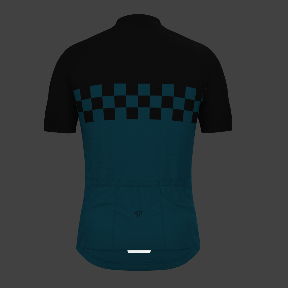 Men's Checkered Flag Cycling Jersey - Blue