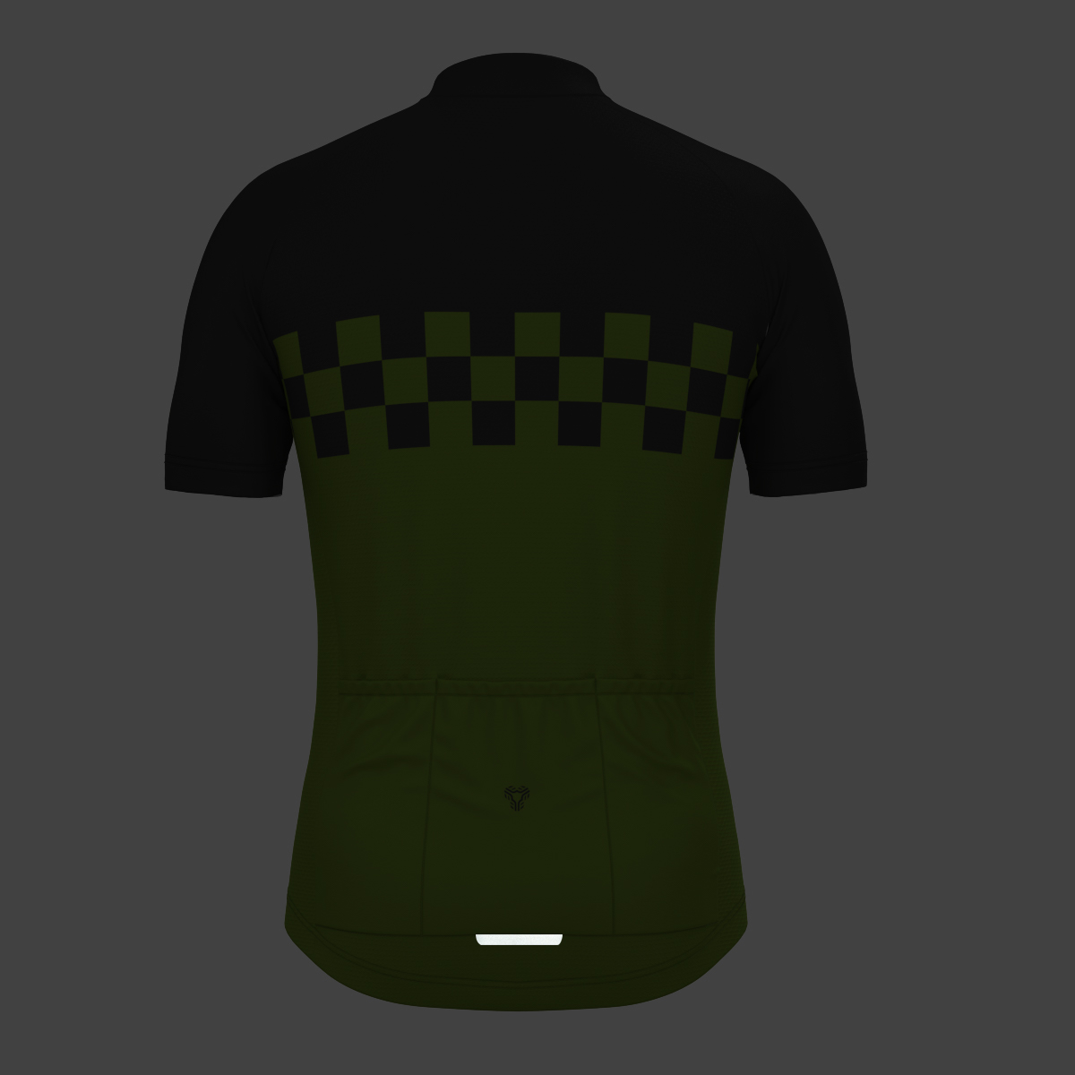 Men's Checkered Flag Cycling Jersey - Forest