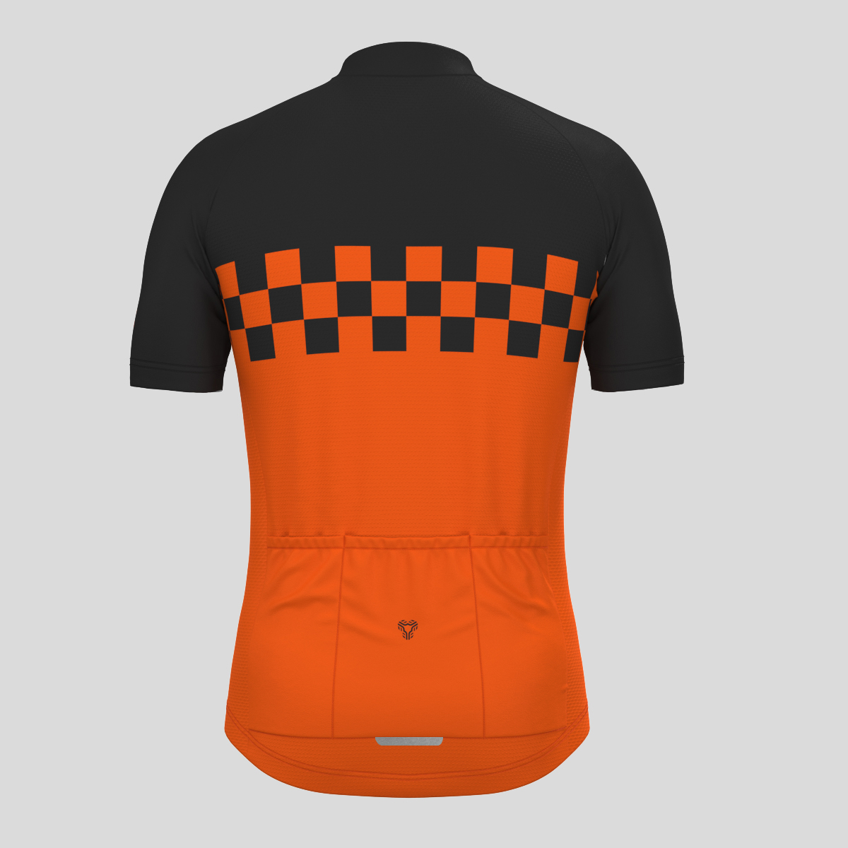 Men's Checkered Flag Cycling Jersey - Tangerine