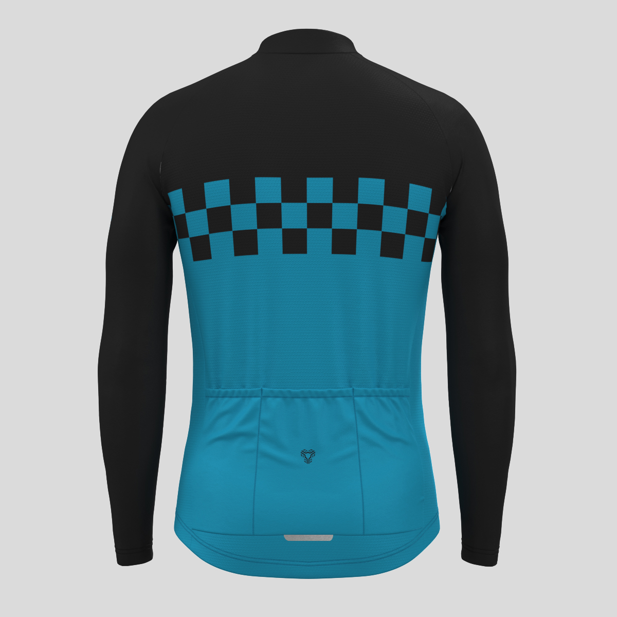 Men's Checkered Flag LS Cycling Jersey - Blue