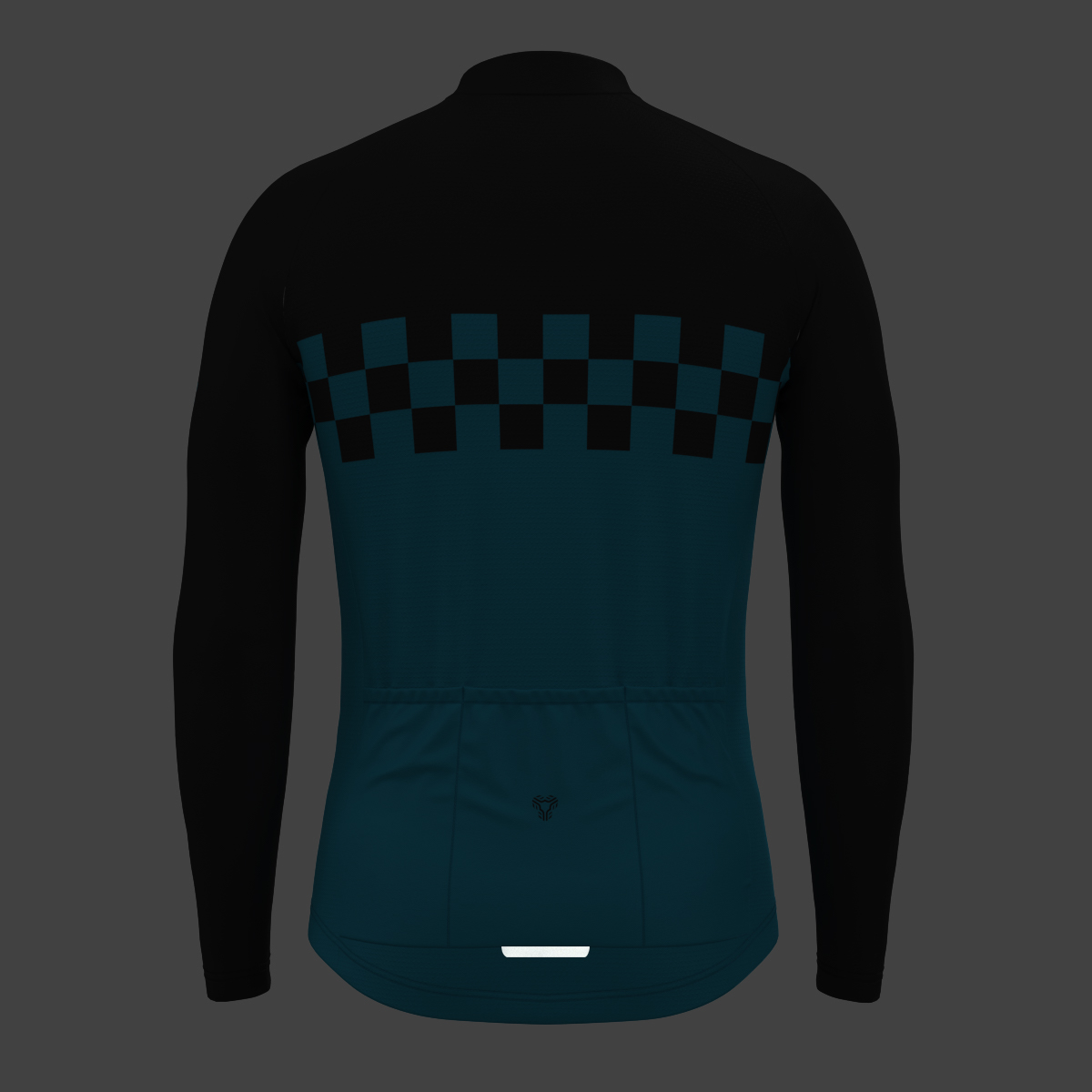 Men's Checkered Flag LS Cycling Jersey - Blue