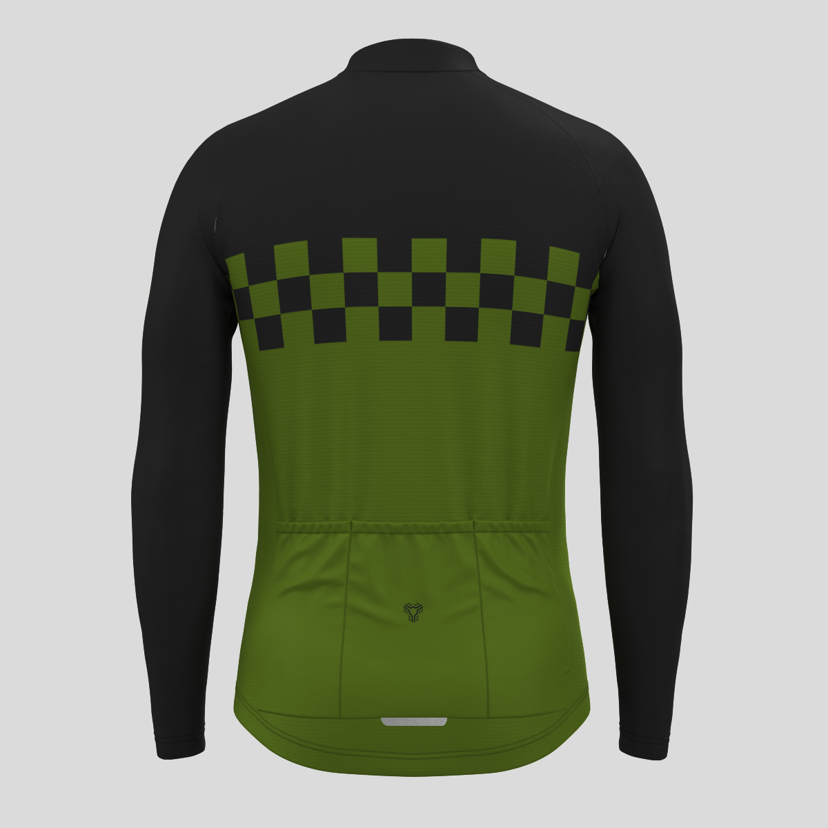 Men's Checkered Flag LS Cycling Jersey - Forest 