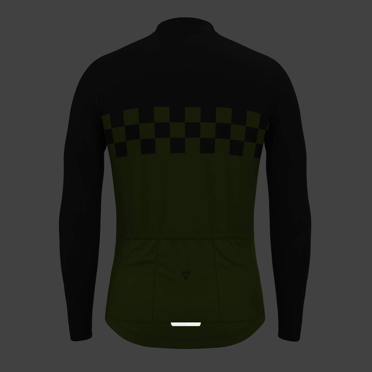 Men's Checkered Flag LS Cycling Jersey - Forest 