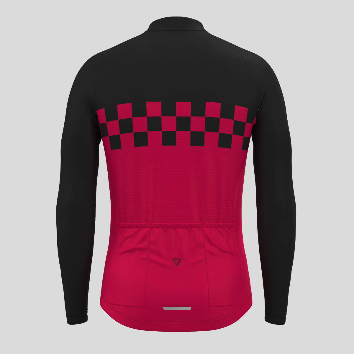 Men's Checkered Flag LS Cycling Jersey - Jester Red
