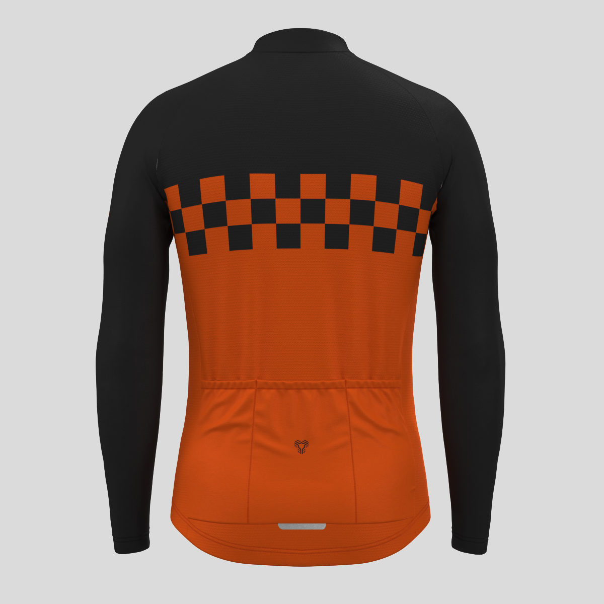 Men's Checkered Flag LS Cycling Jersey - Tangerine
