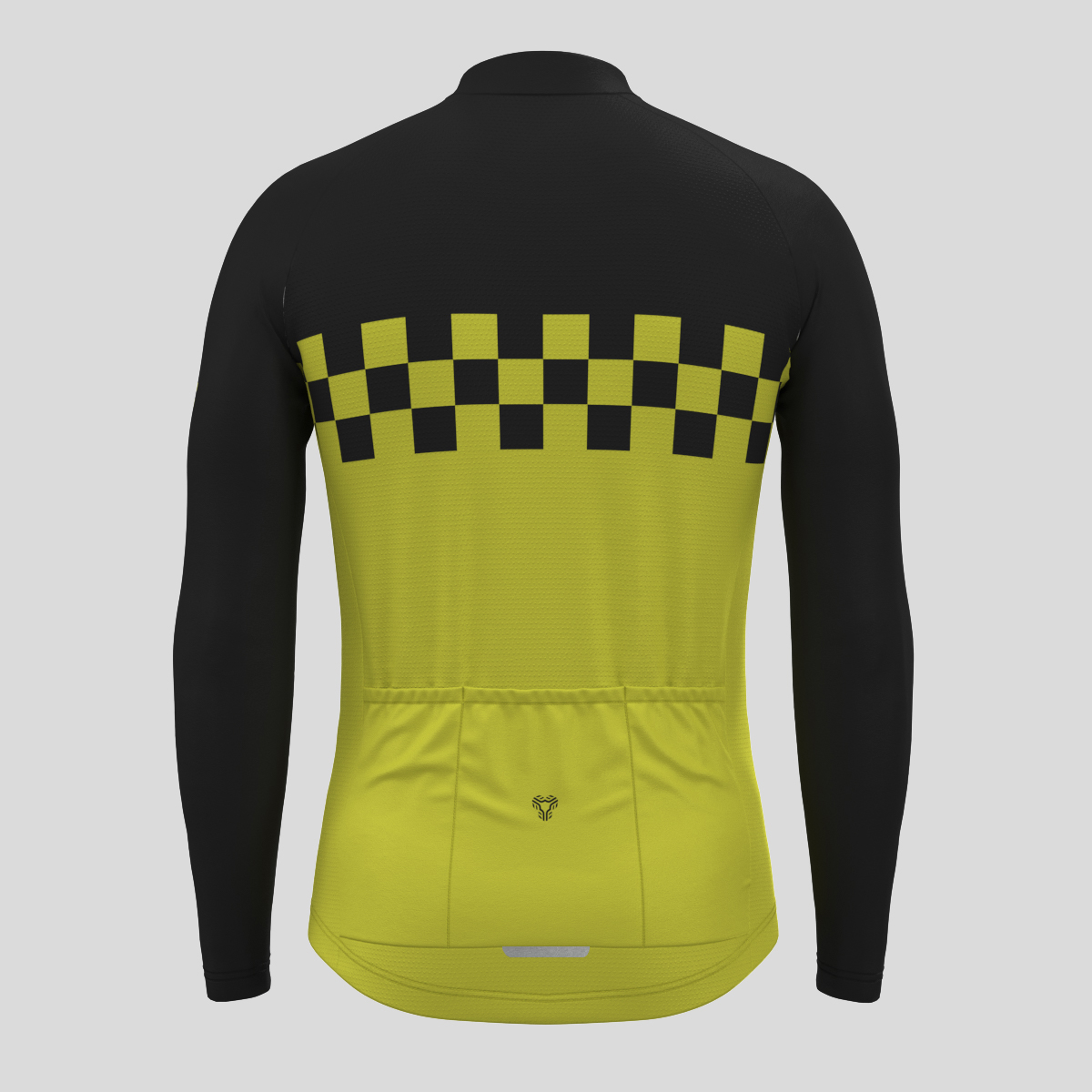Men's Checkered Flag LS Cycling Jersey - Yellow
