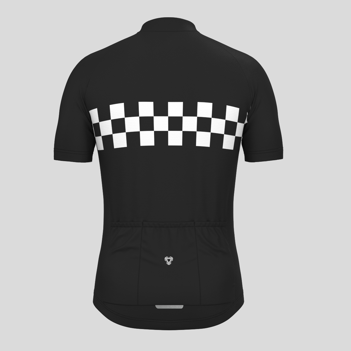 Men's Checkered Flag Retro Cycling Jersey - Black