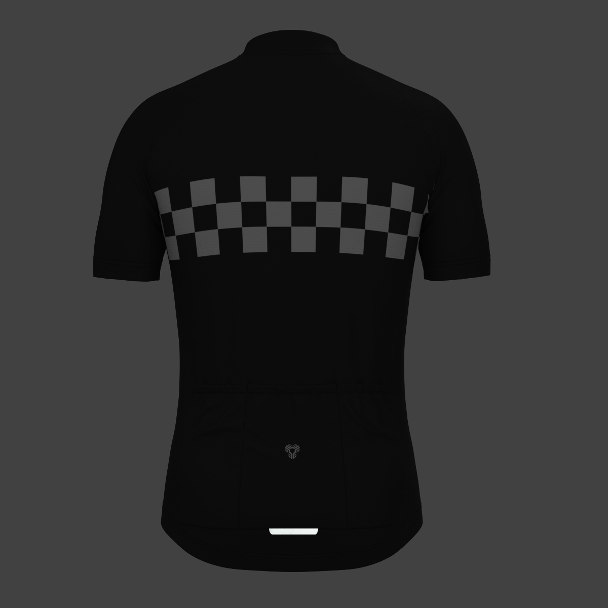 Men's Checkered Flag Retro Cycling Jersey - Black