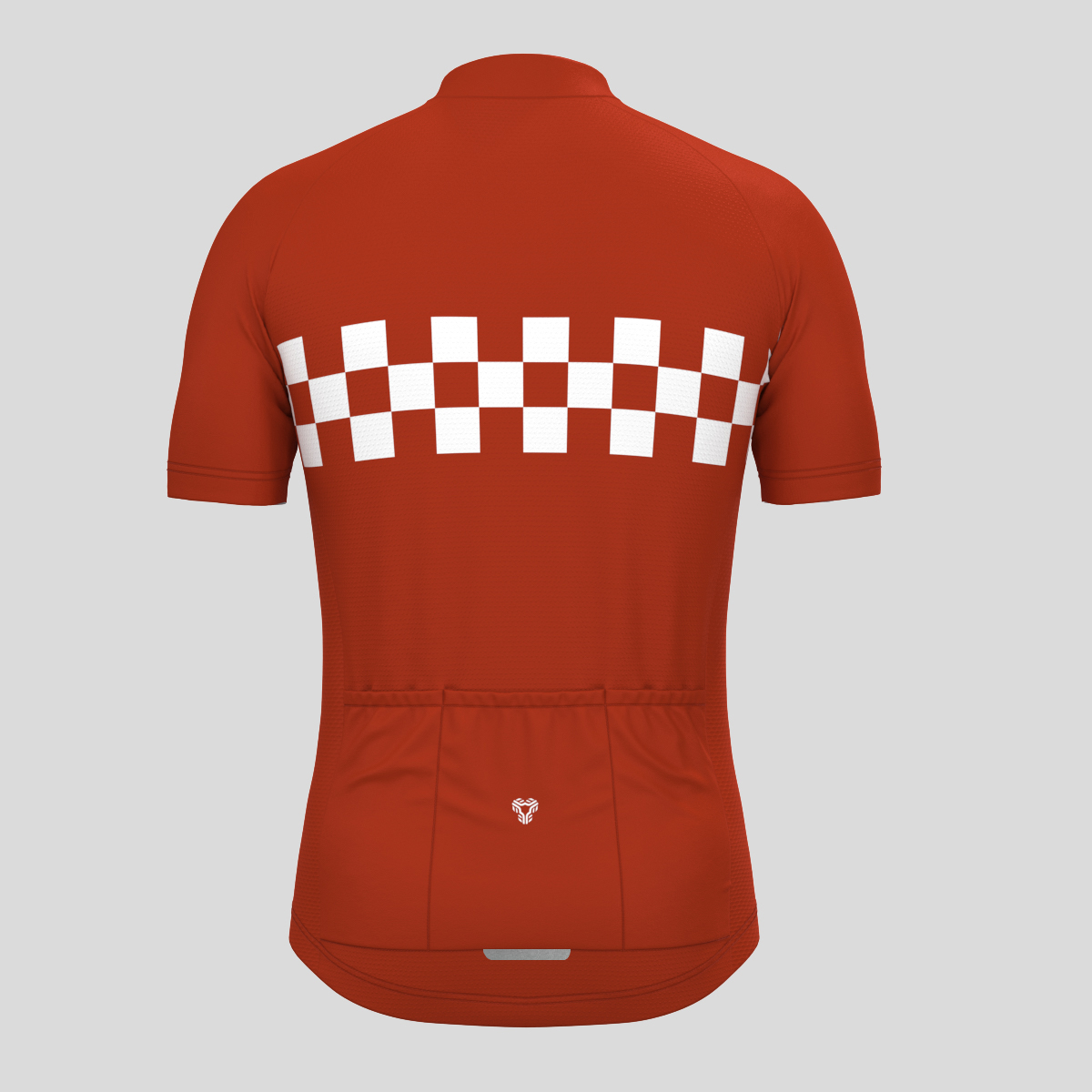 Men's Checkered Flag Retro Cycling Jersey - Brick