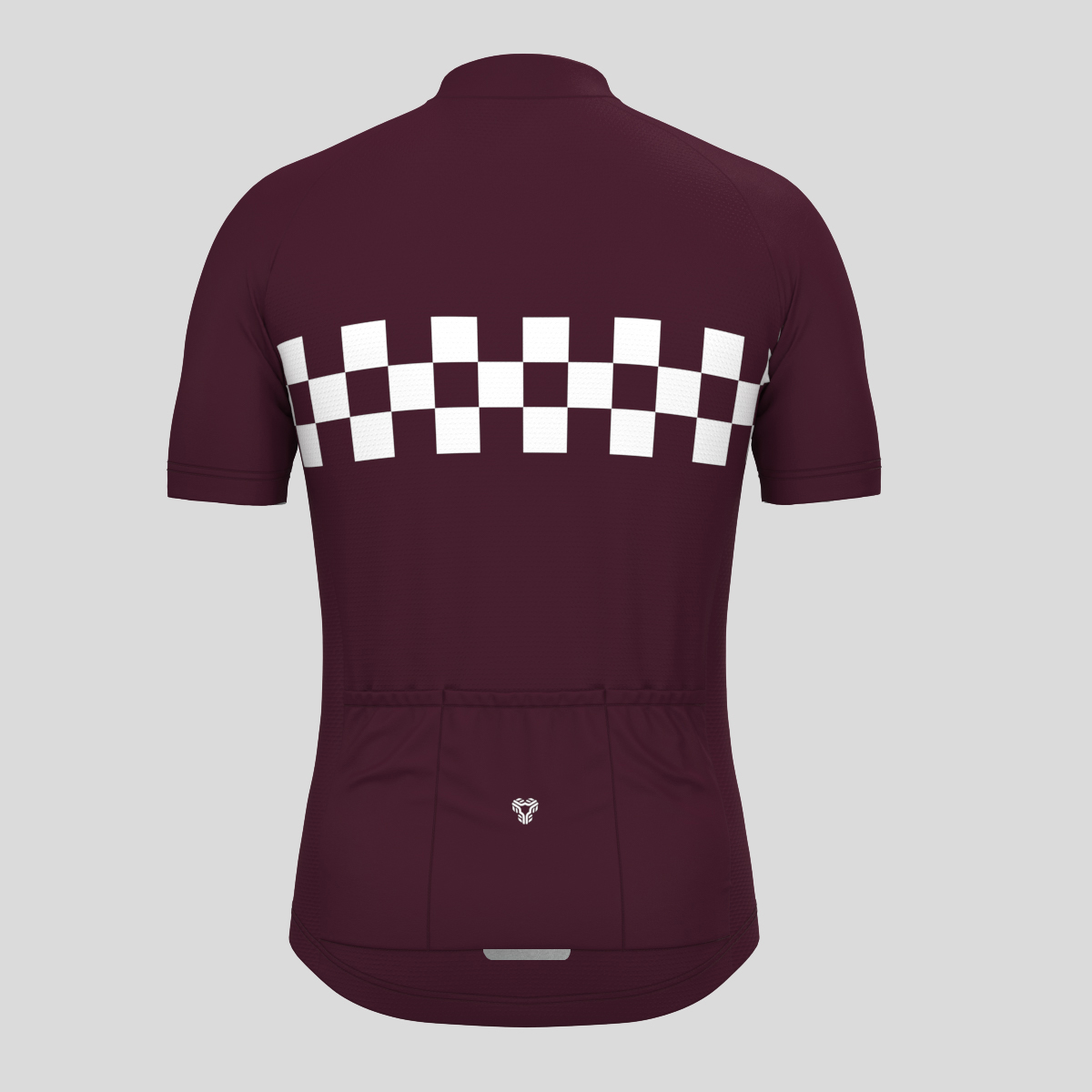 Men's Checkered Flag Retro Cycling Jersey - Burgundy