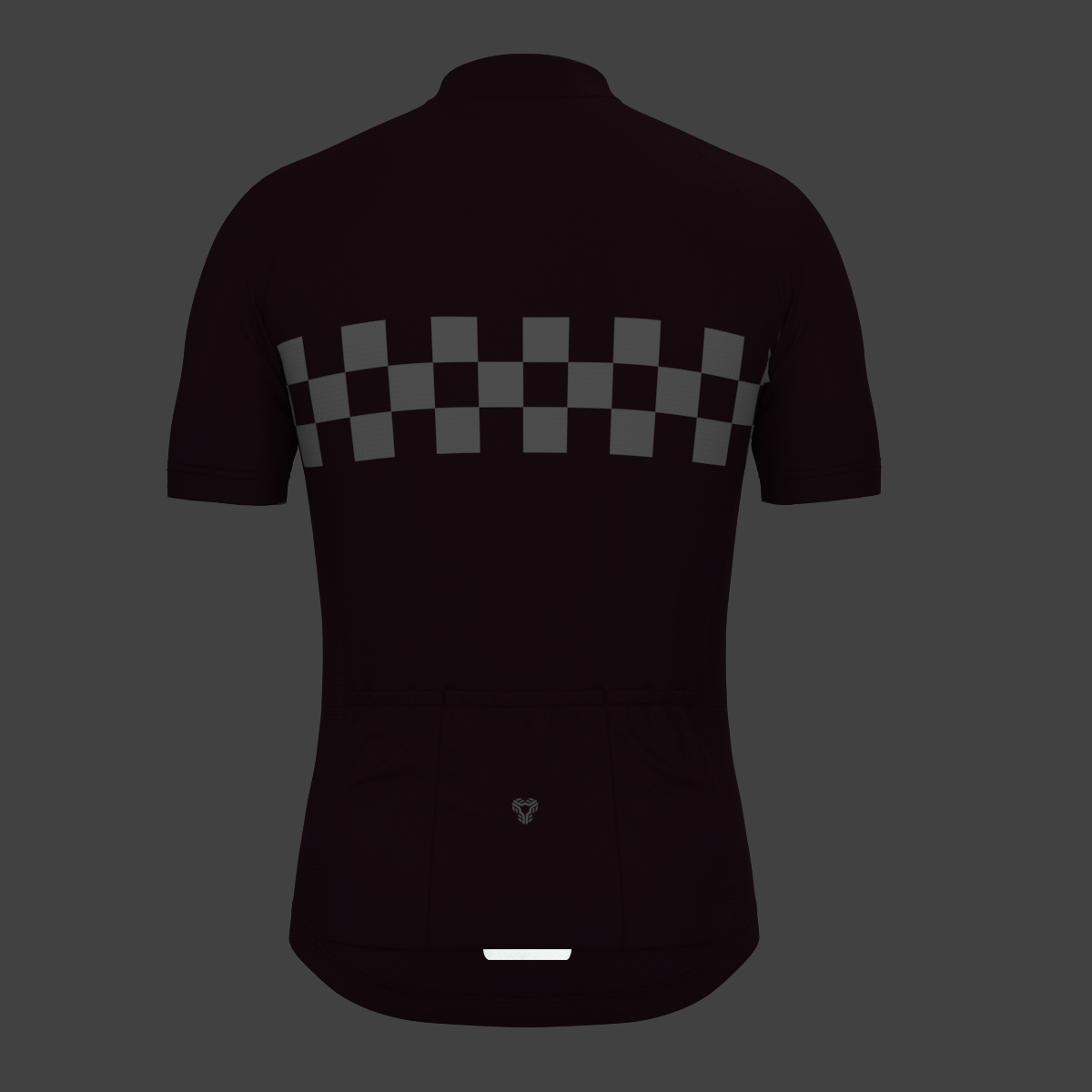 Men's Checkered Flag Retro Cycling Jersey - Burgundy