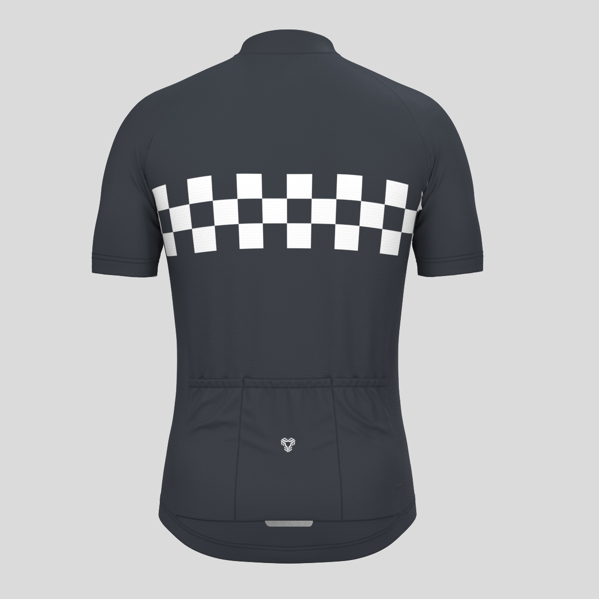 Men's Checkered Flag Retro Cycling Jersey - Graphite