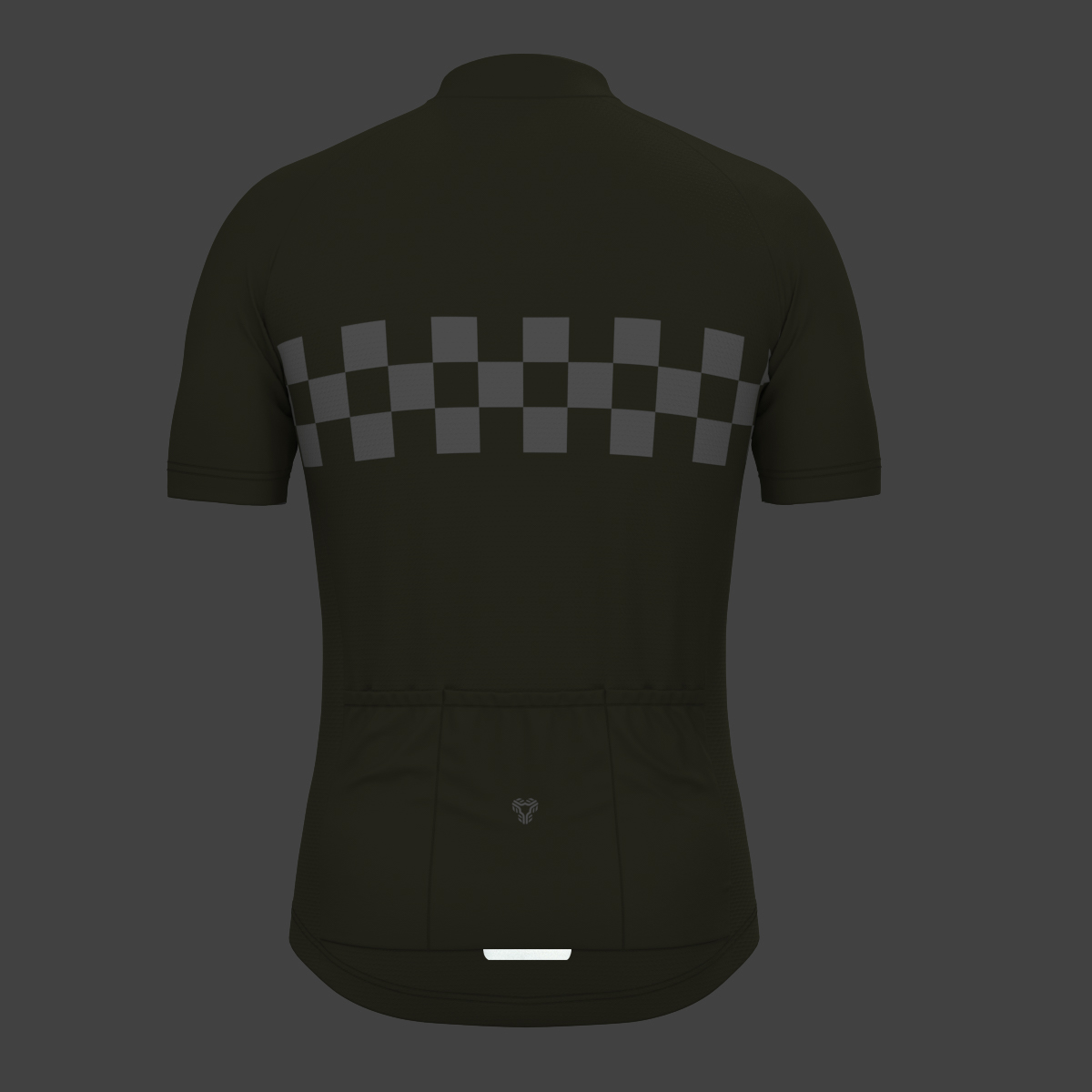 Men's Checkered Flag Retro Cycling Jersey - Olive