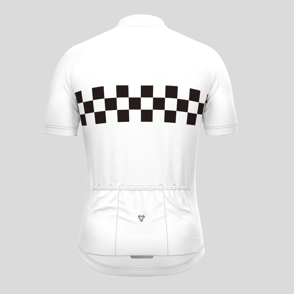 Men's Checkered Flag Retro Cycling Jersey - White 