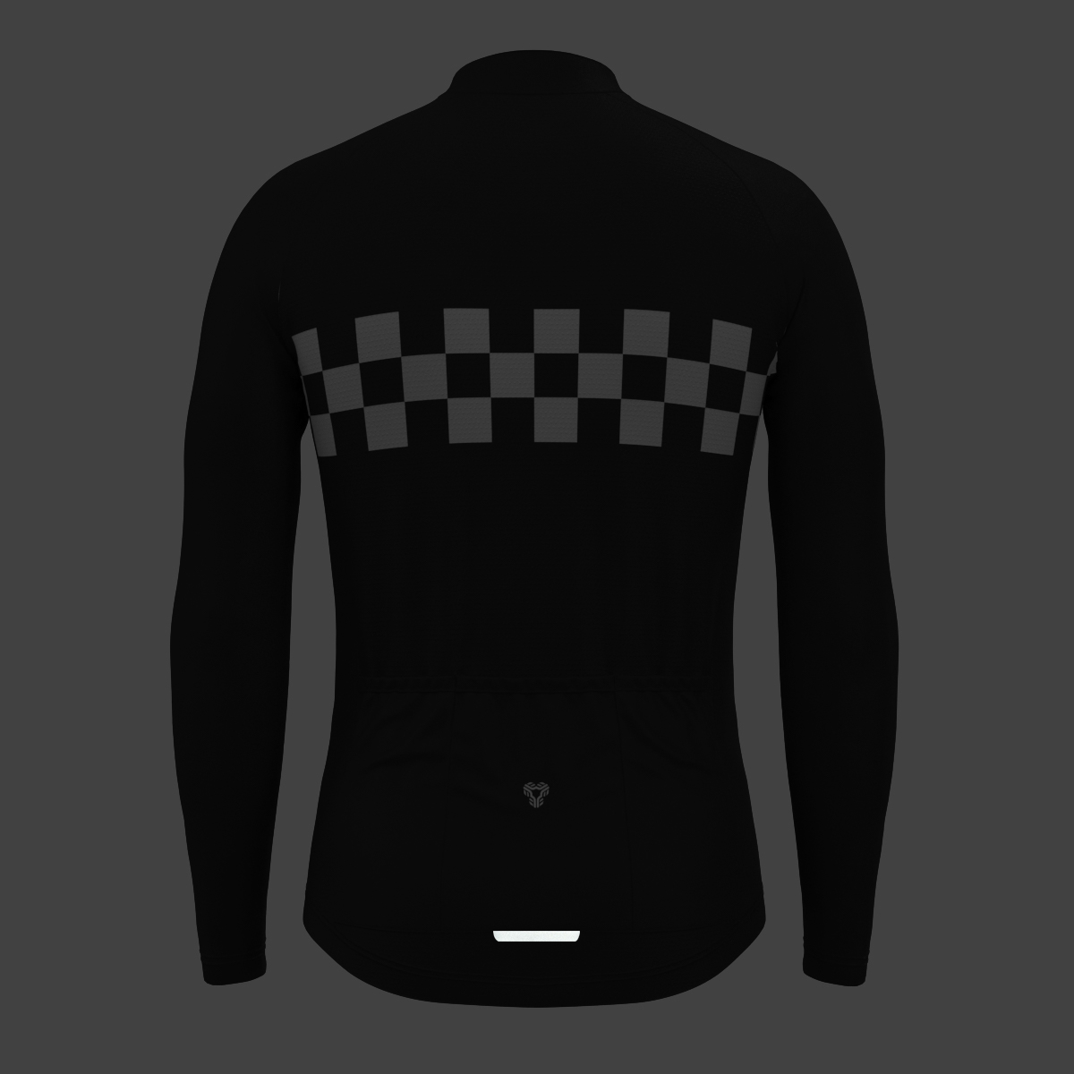 Men's Checkered Flag Retro LS Cycling Jersey - Black