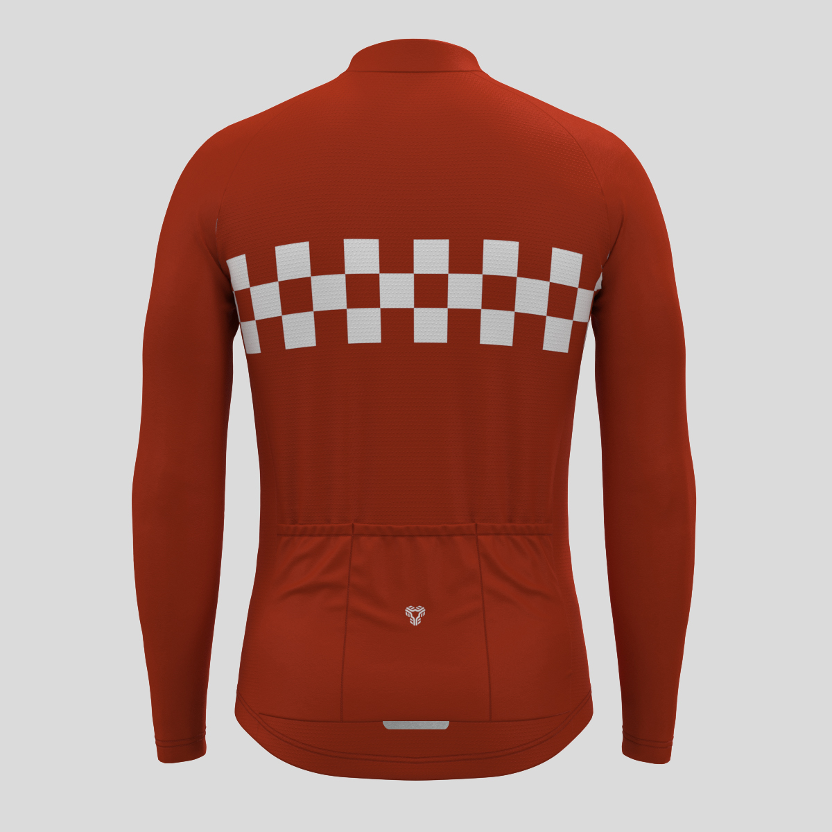 Men's Checkered Flag Retro LS Cycling Jersey - Brick