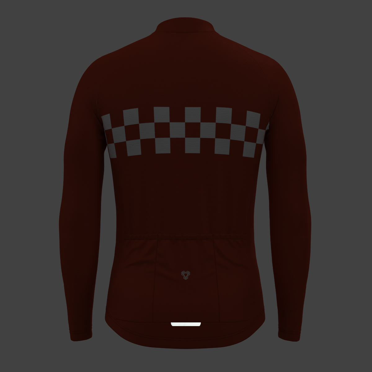 Men's Checkered Flag Retro LS Cycling Jersey - Brick
