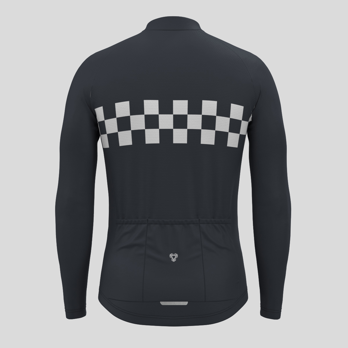 Men's Checkered Flag Retro LS Cycling Jersey - Graphite
