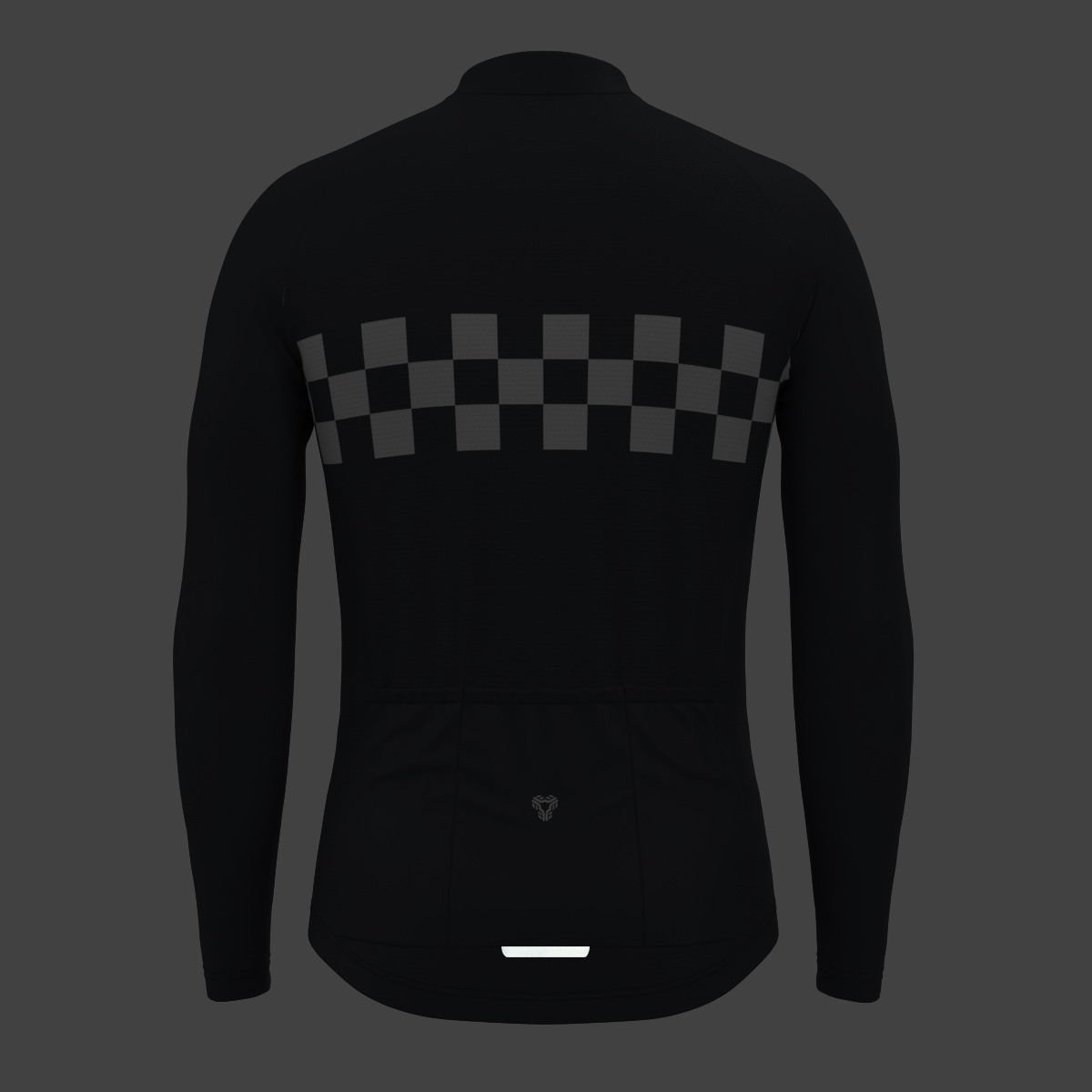 Men's Checkered Flag Retro LS Cycling Jersey - Graphite