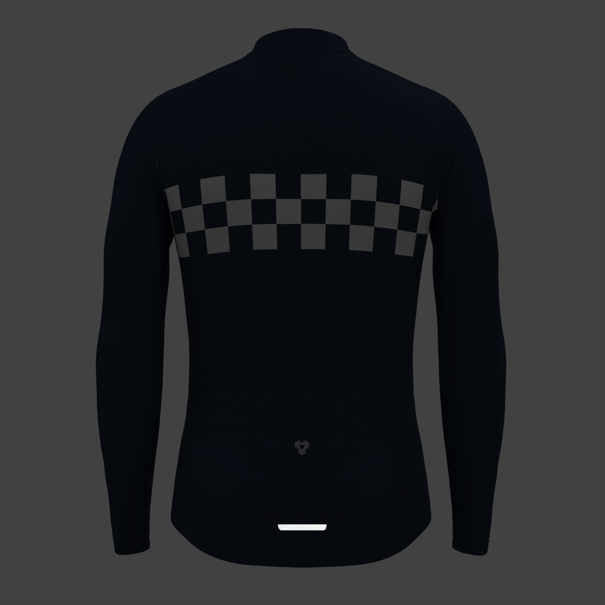 Men's Checkered Flag Retro LS Cycling Jersey - Navy