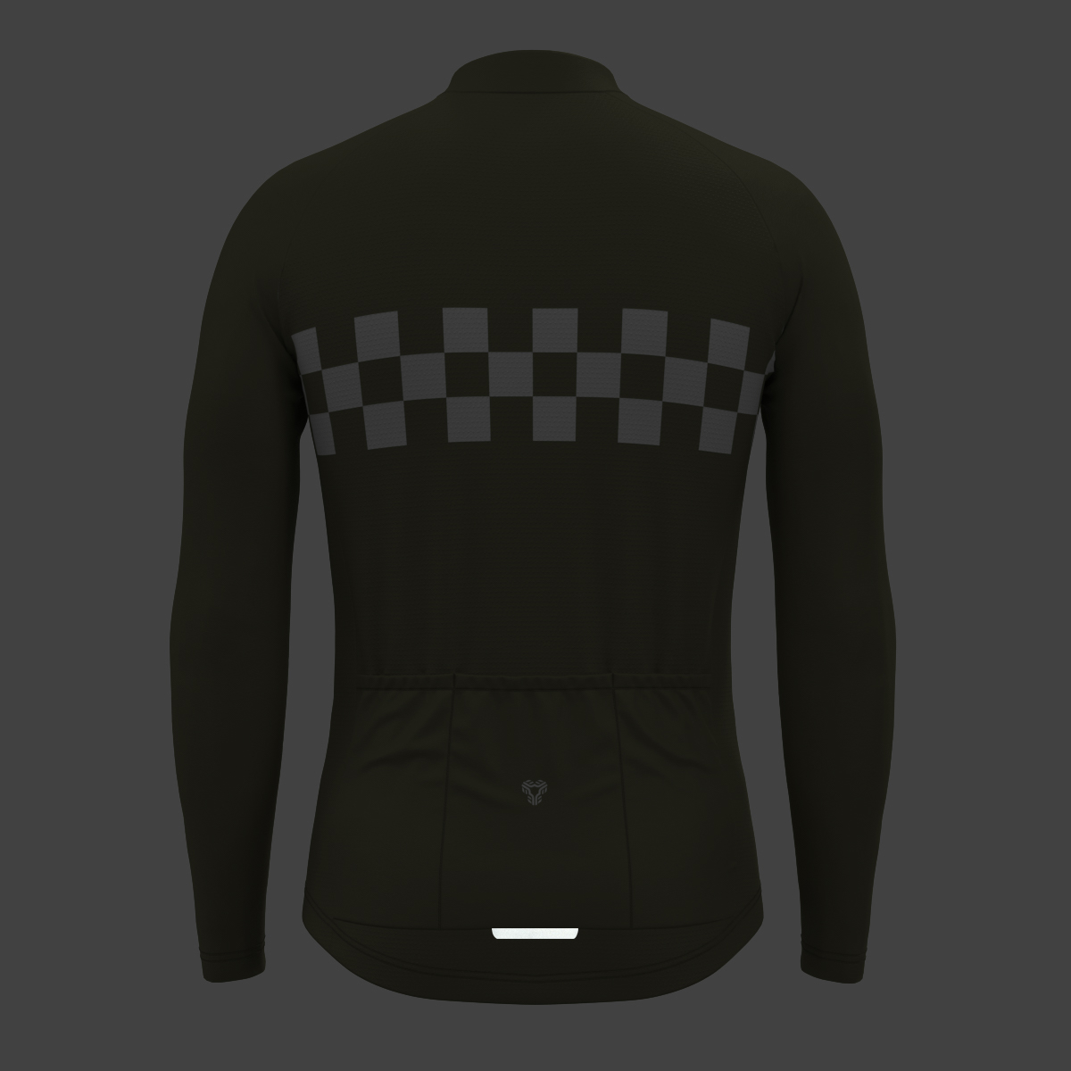 Men's Checkered Flag Retro LS Cycling Jersey - Olive