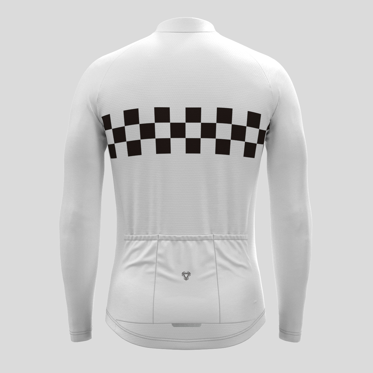 Men's Checkered Flag Retro LS Cycling Jersey - White